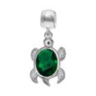 Individuality Beads Crystal Sterling Silver Turtle Charm, Women's, Green