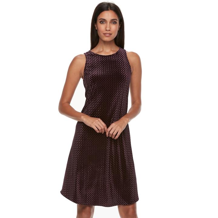Women's Apt. 9&reg; Velvet Highneck Dress, Size: Large, Purple