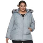 Plus Size D.e.t.a.i.l.s Hooded Quilted Jacket, Women's, Size: 2xl, Light Blue