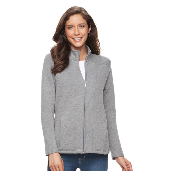 Women's Croft & Barrow&reg; Quilted Long Sleeve Jacket, Size: Xs, Med Grey
