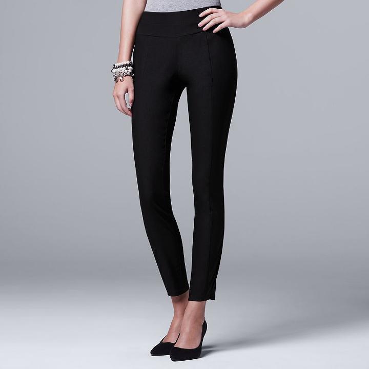 Petite Simply Vera Vera Wang Modern Fit Skinny Ankle Pants, Women's, Size: M Petite, Black