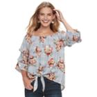 Juniors' Crave Fame Floral Off-the-shoulder Peasant Top, Teens, Size: Small, Light Blue