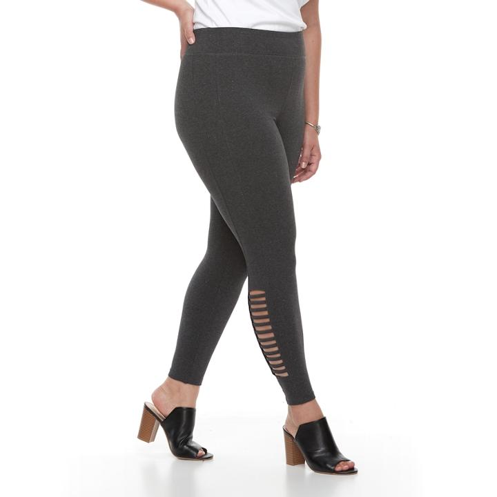 French Laundry Plus Size Slash Cut Leggings, Women's, Size: 3xl, Dark Grey