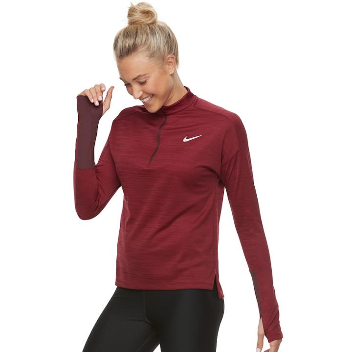 Women's Nike Pacer Long Sleeve 1/2-zip Running Top, Size: Medium, Dark Pink