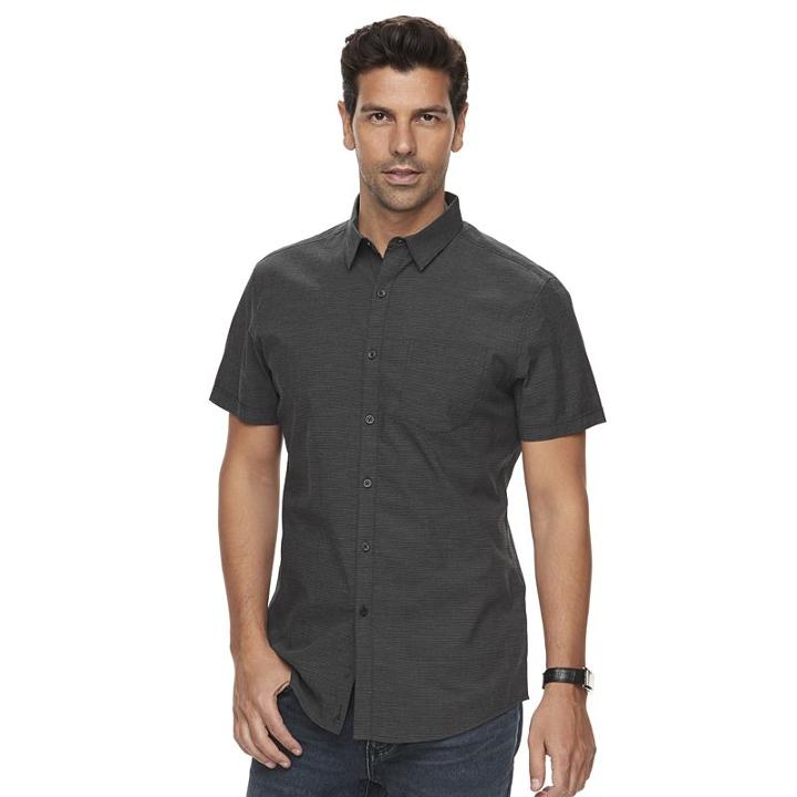 Men's Marc Anthony Slim-fit Stretch Woven Button-down Shirt, Size: Xl, Black