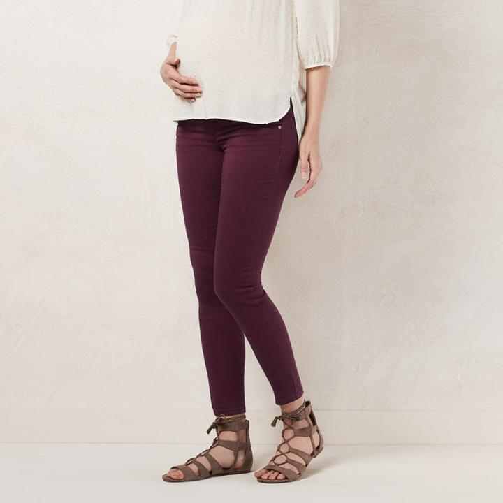 Maternity Lc Lauren Conrad Full-belly Panel Jeggings, Women's, Size: 10 Tl-mat, Red