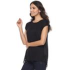 Women's Apt. 9&reg; Lace Back Top, Size: Medium, Black
