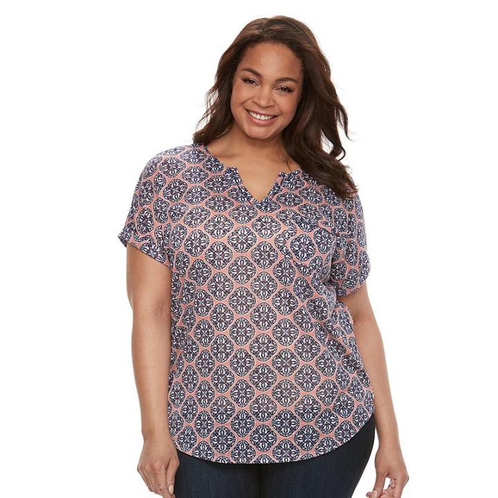 Plus Size Kate And Sam Printed Tee, Women's, Size: 1xl, Drk Orange