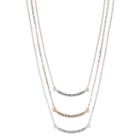 Lc Lauren Conrad Two Tone Pave Curved Bar Layered Necklace, Women's, Light Pink