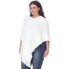 Plus Size White Mark Textured Fringe Poncho, Women's