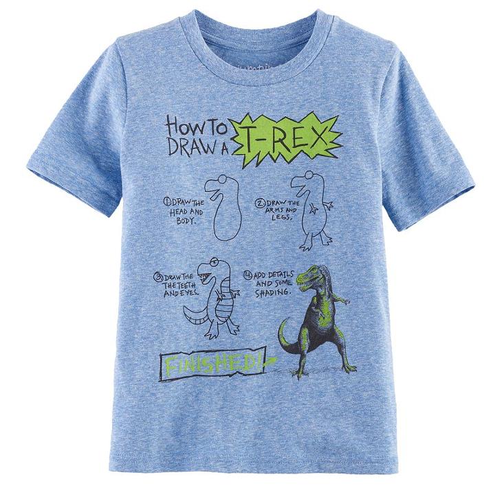 Boys 4-10 Jumping Beans&reg; How To Draw A T-rex Heathered Graphic Tee, Size: 10, Blue (navy)