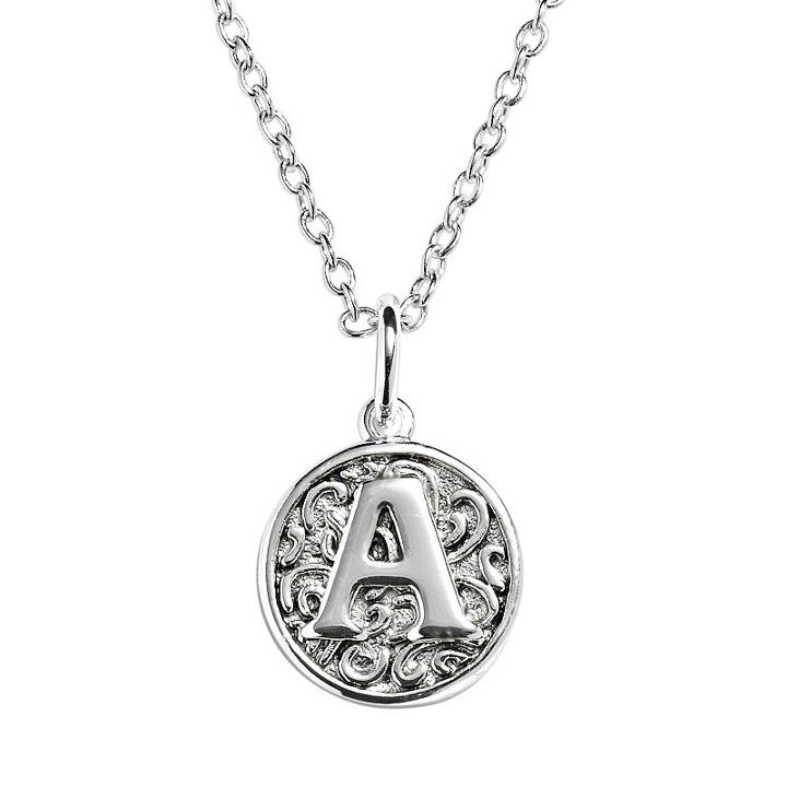Silver Plated Bali Initial Disc Pendant, Women's, Multicolor