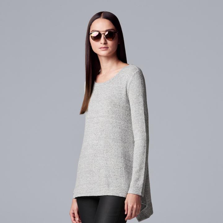 Women's Simply Vera Vera Wang Trapeze High-low Hem Top, Size: Large, Light Grey