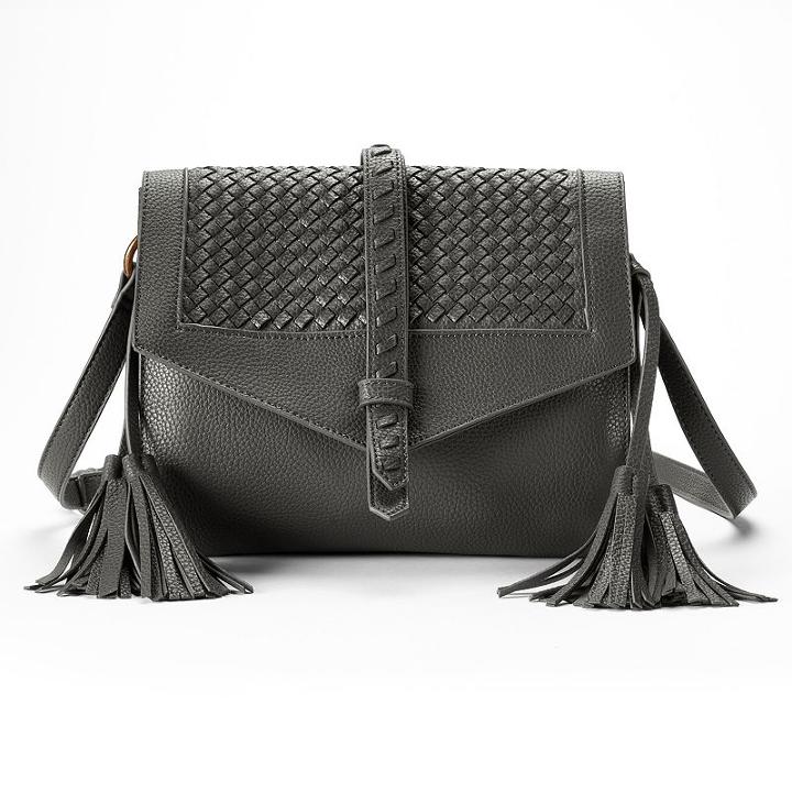Rosetti Addison Basket Weave Flap & Tassel Crossbody Bag, Women's, Grey