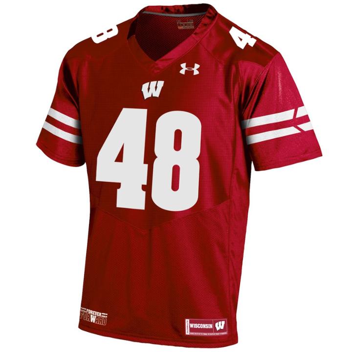 Men's Under Armour Wisconsin Badgers Replica Football Jersey, Size: Large, Red