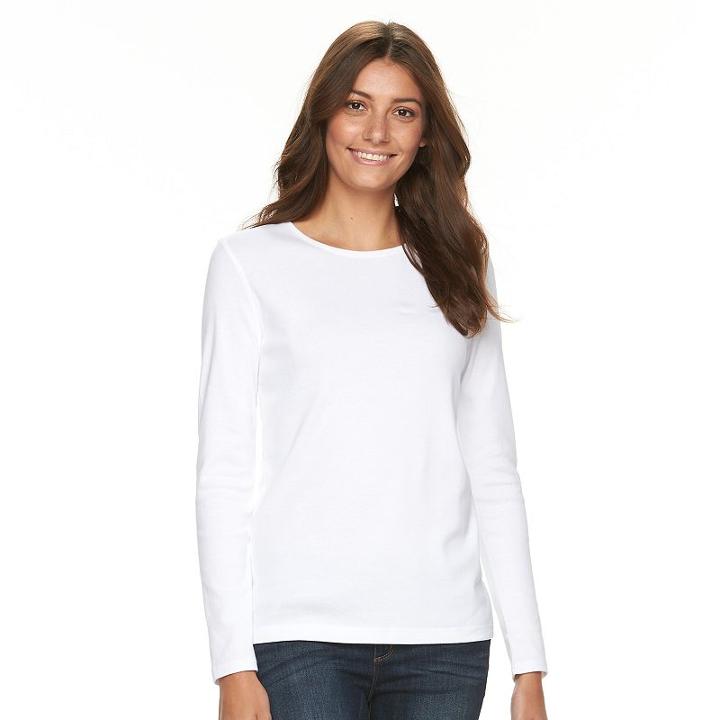 Women's Croft & Barrow&reg; Ribbed Mock-layer Sweater, Size: Xxl, White