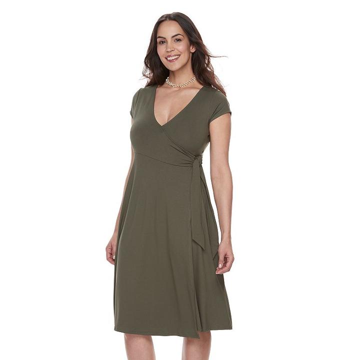 Maternity A:glow Nursing Faux-wrap Dress, Women's, Size: L-mat, Green