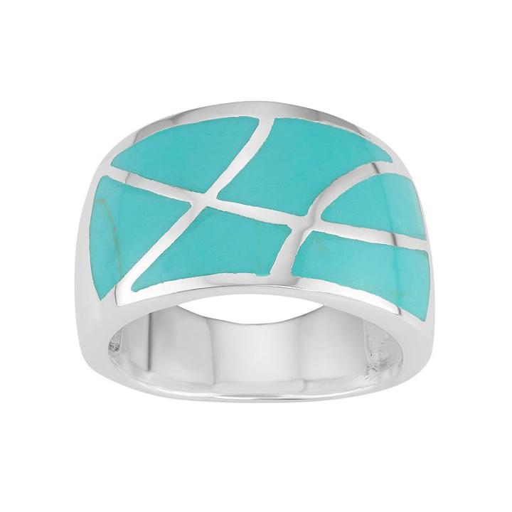 Sterling Silver Mosaic Ring, Women's, Size: 7, Green