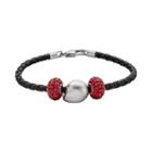 Insignia Collection Nascar Dale Earnhart Jr. Leather Bracelet And Sterling Silver Helmet Bead Set, Women's, Size: 7.5, Red