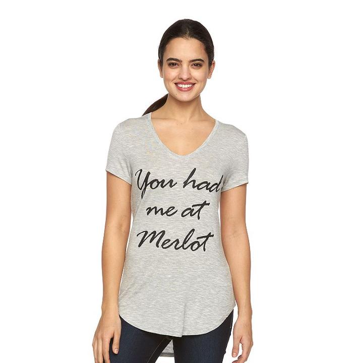 Women's Apt. 9&reg; V-neck Graphic Tee, Size: Xs, Dark Grey
