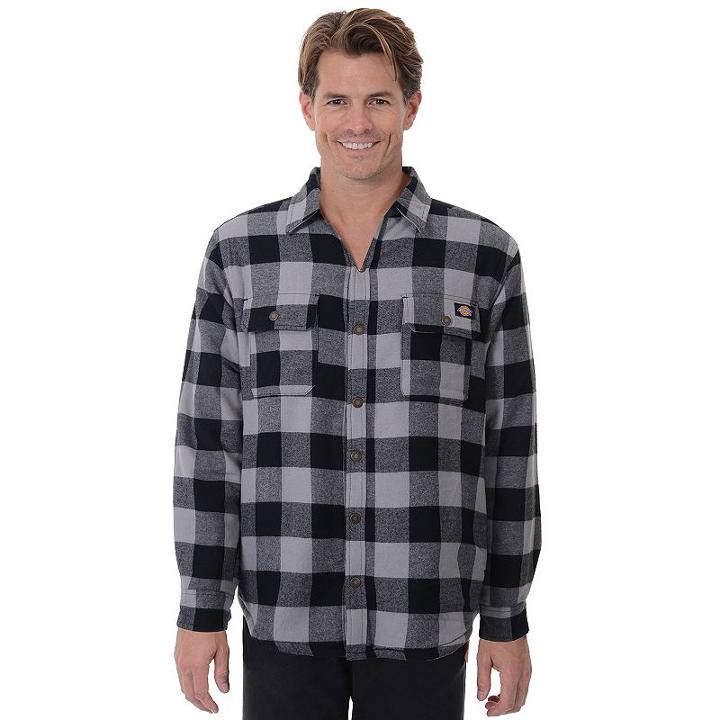Big & Tall Dickies Classic-fit Plaid Sherpa-lined Shirt Jacket, Men's, Size: 4xb, Grey