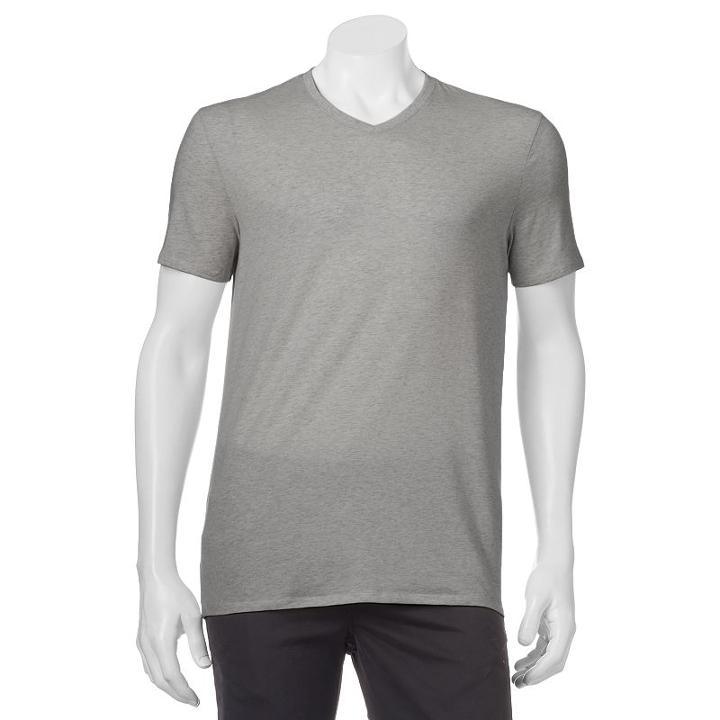 Men's Apt. 9 Solid V-neck Tee, Size: Medium, Med Grey