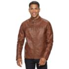 Men's Xray Slim-fit Washed Faux-leather Moto Jacket, Size: Xxl, Med Orange