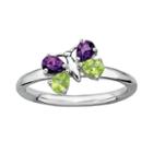 Stacks And Stones Sterling Silver Peridot And Amethyst Butterfly Stack Ring, Women's, Size: 9, Multicolor