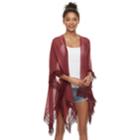 Women's Mudd&reg; Solid Gauze Lace-trimmed Ruana, Dark Red
