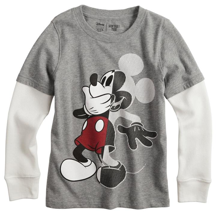 Disney's Mickey Mouse Boys 4-12 Mock Layer Thermal Softest Tee By Jumping Beans&reg;, Size: 8, Med Grey