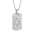 Lynx Stainless Steel Hammered Star Of David Dog Tag Necklace, Grey