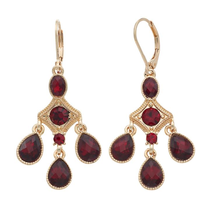 Napier Antiqued Milgrain Chandelier Earrings, Women's, Red
