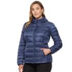 Plus Size Heat Keep Hooded Packable Puffer Down Jacket, Women's, Size: 1xl, Blue