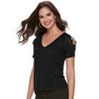 Women's Jennifer Lopez Lace Cold-shoulder Tee, Size: Small, Black