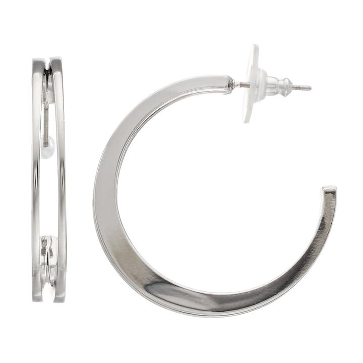 Simply Vera Vera Wang Jet Openwork Hoop Earrings, Women's, Silver