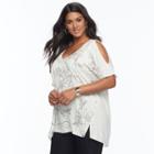 Plus Size Apt. 9&reg; Mixed-media V-neck Top, Women's, Size: 2xl, Black