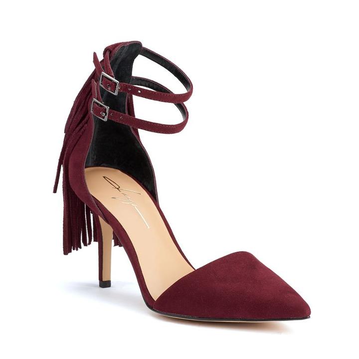 Daya By Zendaya Ansley Women's Fringe High Heels, Girl's, Size: Medium (9.5), Dark Red