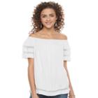 Juniors' So&reg; Short Sleeve Off Shoulder Top, Girl's, Size: Medium, White