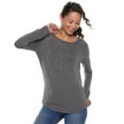 Juniors' Mudd&reg; Crewneck Long Sleeve Tee, Teens, Size: Medium, Oxford