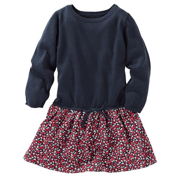Girls 4-8 Oshkosh B'gosh&reg; Mock-layered Floral Sweater Dress, Girl's, Size: 6, Blue