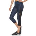 Women's Fila Sport&reg; Shiny Ruched Midrise Capri Leggings, Size: Xl, Dark Blue
