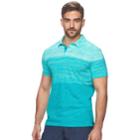 Men's Marc Anthony Slim-fit Gradient Striped Polo, Size: Large, Turquoise/blue (turq/aqua)