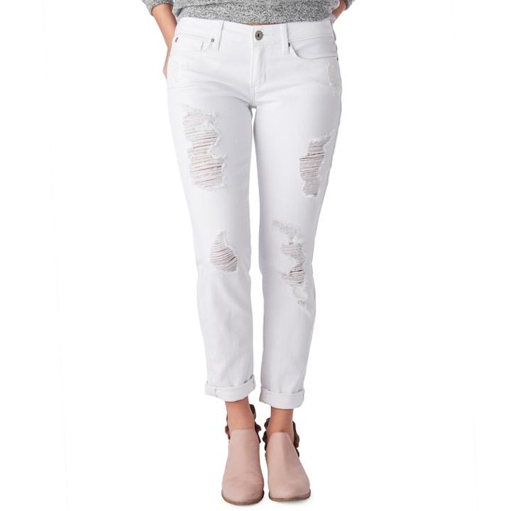 Juniors' Denizen From Levi's Ripped Boyfriend Jeans, Teens, Size: 7, White