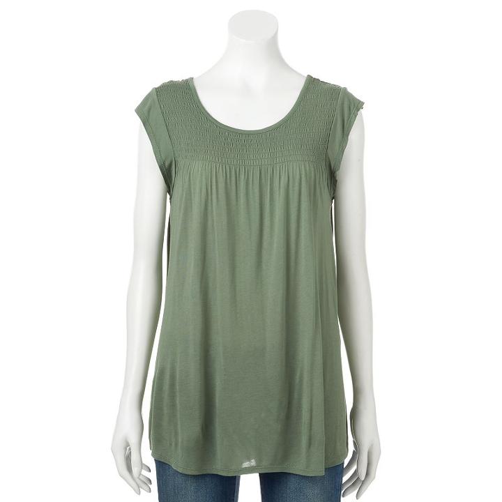 Women's Olivia Sky Smocked Tee, Size: Xl, Med Green