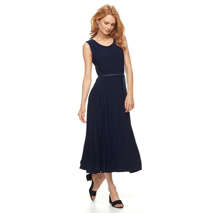 Women's Nina Leonard Scoopneck A-line Dress, Size: Medium, Blue (navy)