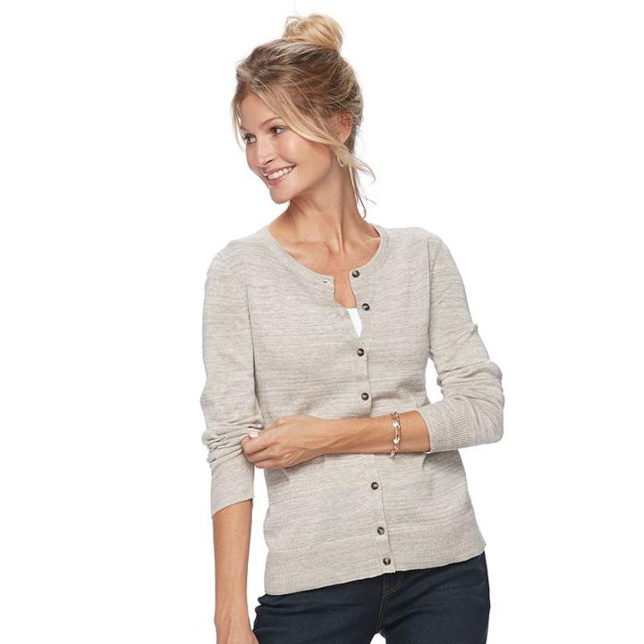 Women's Croft & Barrow&reg; Essential Cardigan, Size: Large, Med Brown