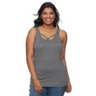 Juniors Plus Size So&reg;crisscross Tank, Teens, Size: 1xl, Grey (charcoal)