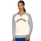 Women's Champion Fleece Long Sleeve Graphic Top, Size: Small, Med Grey