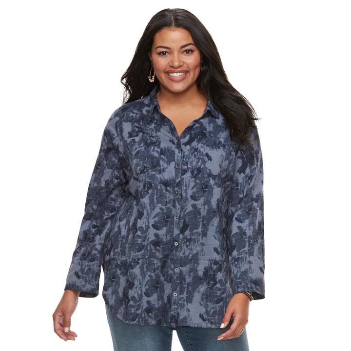 Plus Size Sonoma Goods For Life&trade; Tunic Shirt, Women's, Size: 1xl, Dark Blue