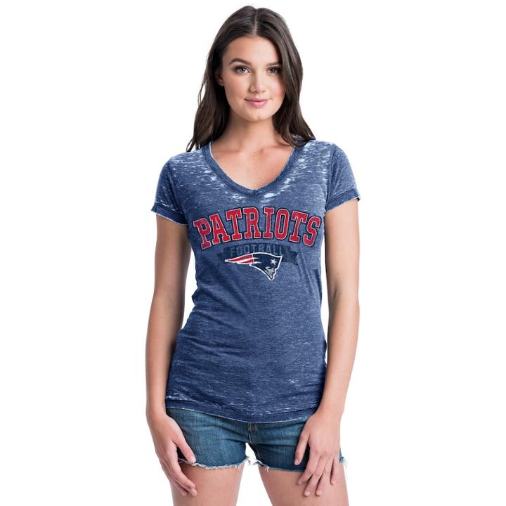 Women's New England Patriots Burnout Rush Tee, Size: Xl, Blue (navy)